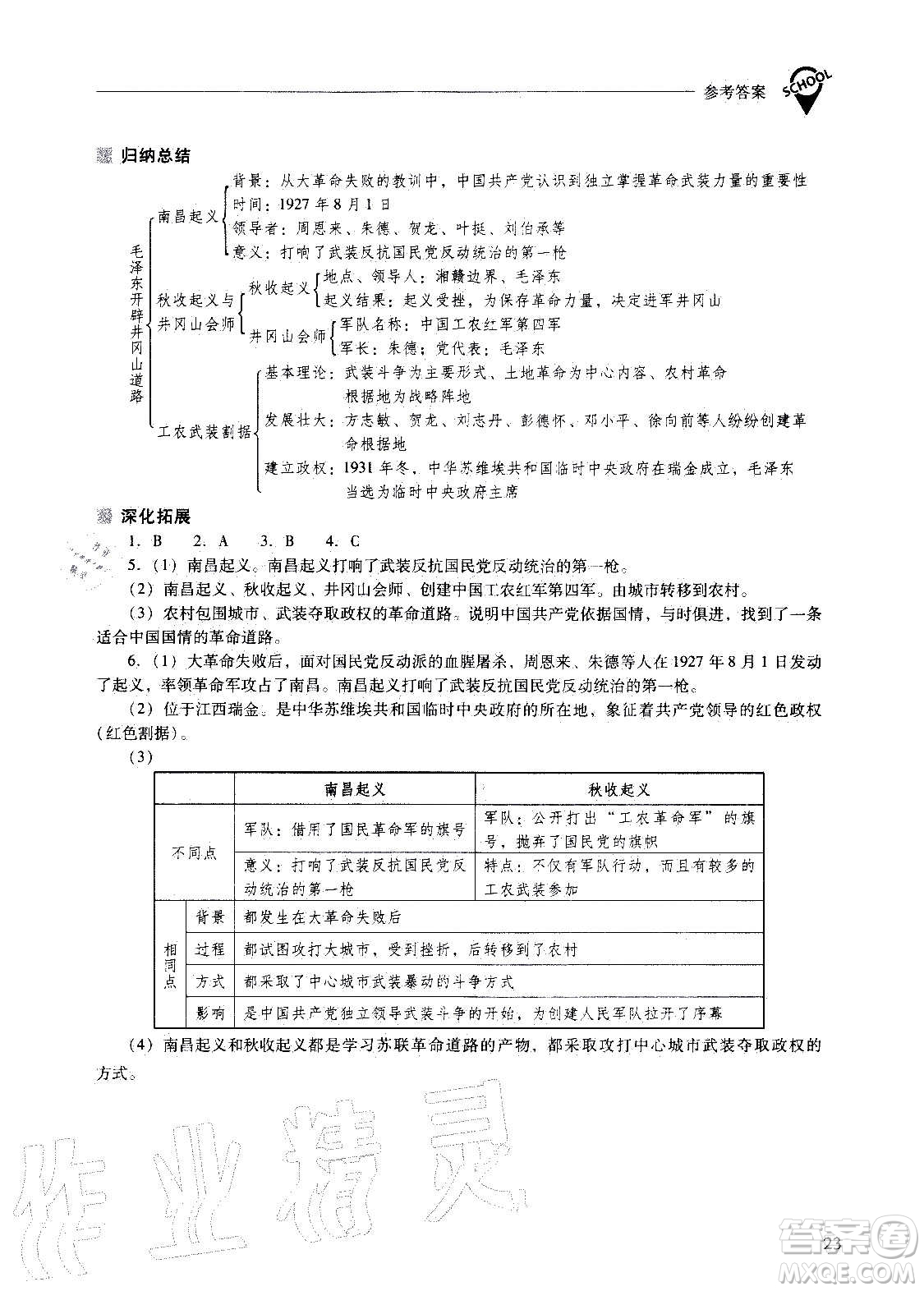 2020秋新課程問題解決導(dǎo)學(xué)方案八年級中國歷史上冊人教版參考答案