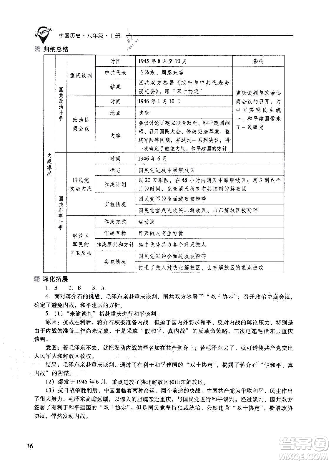 2020秋新課程問題解決導(dǎo)學(xué)方案八年級中國歷史上冊人教版參考答案