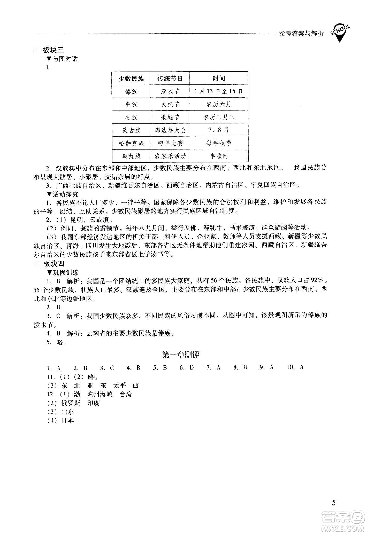 2020秋新課程問題解決導學方案八年級地理上冊晉教版參考答案