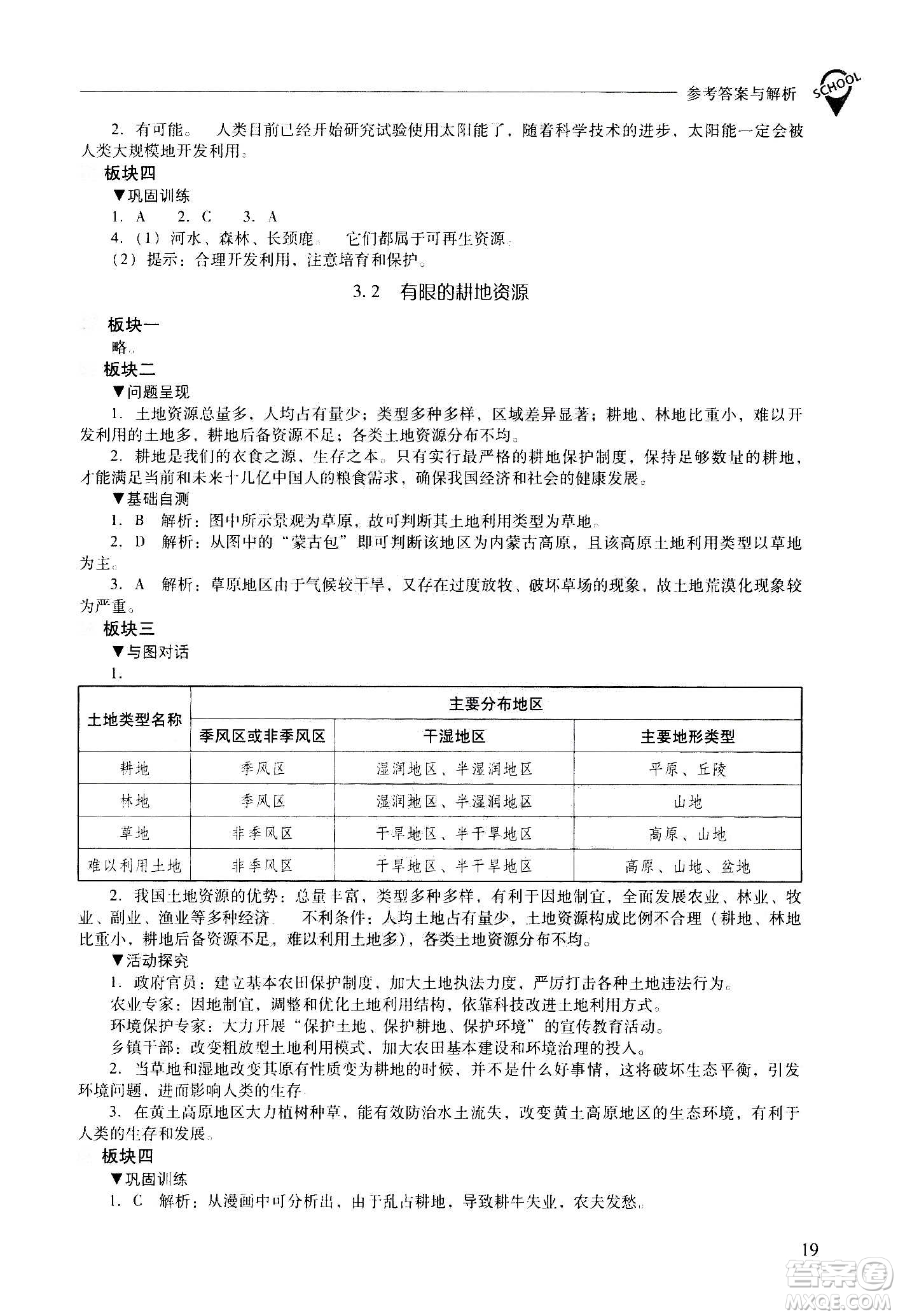 2020秋新課程問題解決導學方案八年級地理上冊晉教版參考答案