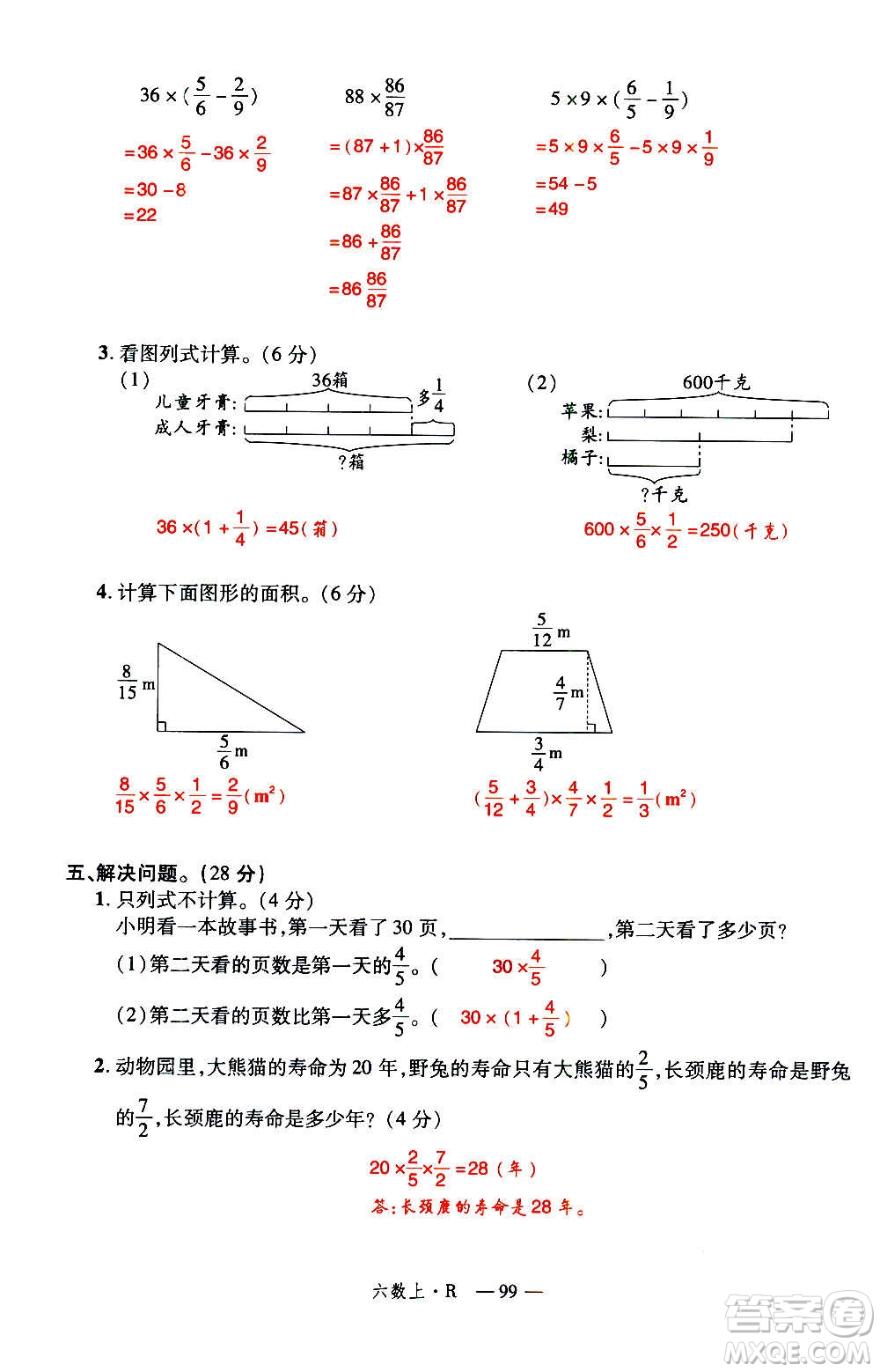 2020年新領(lǐng)程優(yōu)異真卷匯編數(shù)學(xué)六年級上冊R人教版答案