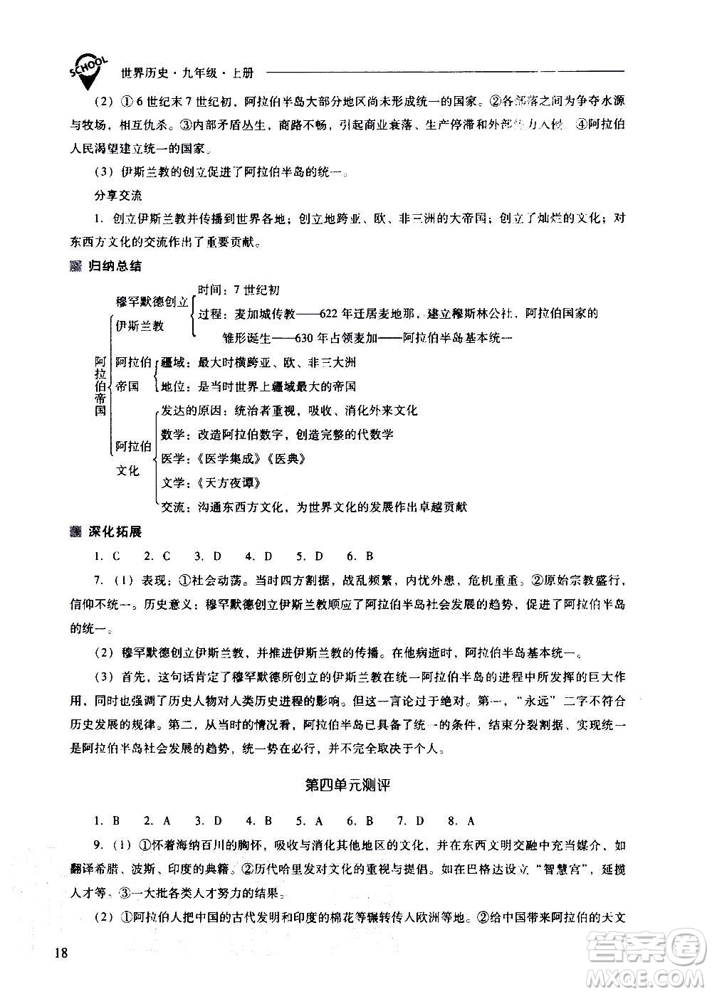 2020秋新課程問題解決導(dǎo)學(xué)方案九年級世界歷史上冊人教版參考答案