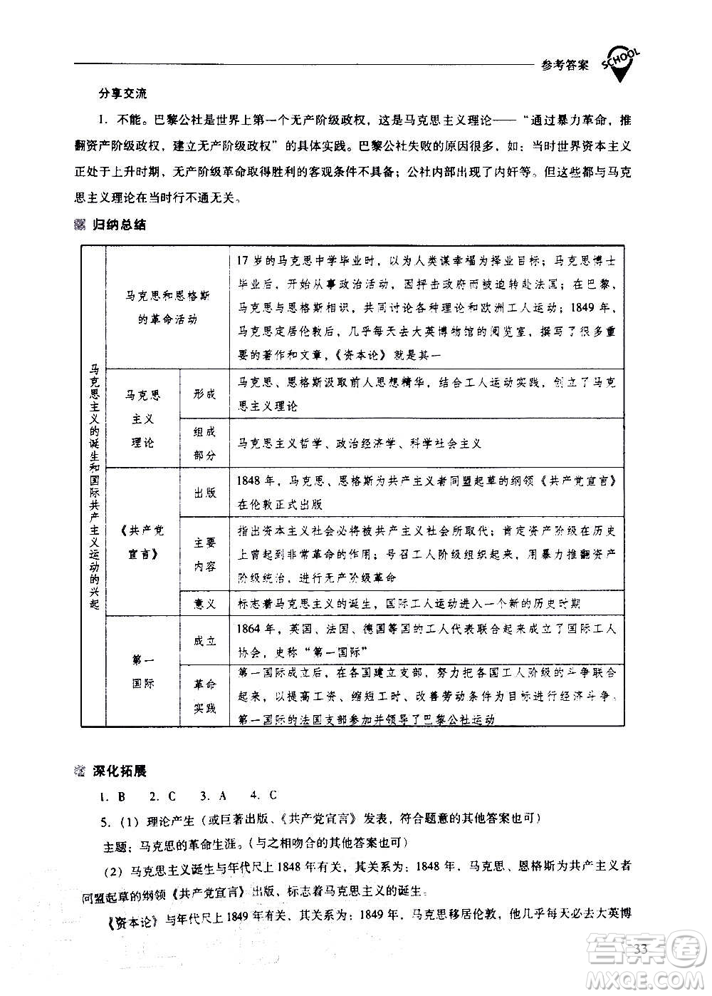 2020秋新課程問題解決導(dǎo)學(xué)方案九年級世界歷史上冊人教版參考答案