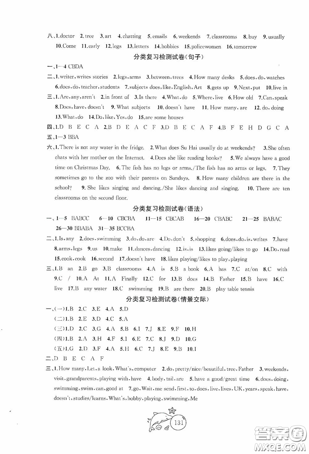 2020修訂版金鑰匙1+1目標檢測五年級英語上冊國標江蘇版答案