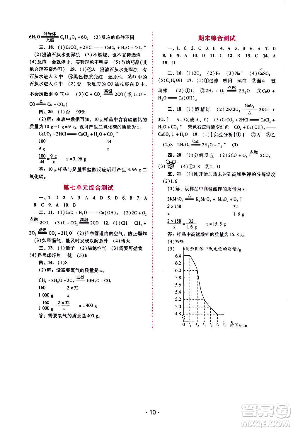 廣西師范大學(xué)出版社2020年新課程學(xué)習(xí)輔導(dǎo)化學(xué)九年級上冊人教版答案