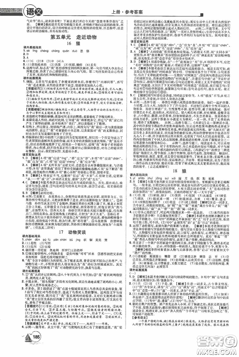 江西美術(shù)出版社2020學(xué)海風(fēng)暴七年級語文上冊人教版答案