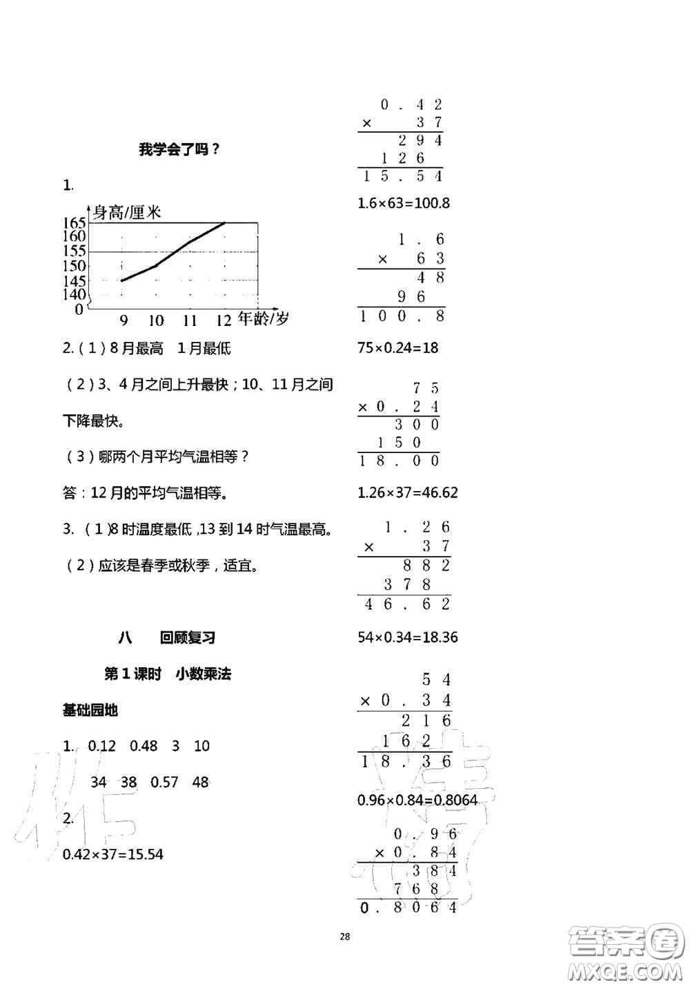 青島出版社2020新課堂同步學(xué)習(xí)與探究五年級(jí)數(shù)學(xué)上學(xué)期答案