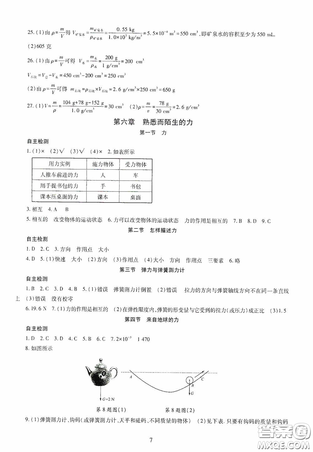 明天出版社2020智慧學(xué)習(xí)八年級(jí)物理上冊(cè)人教版答案