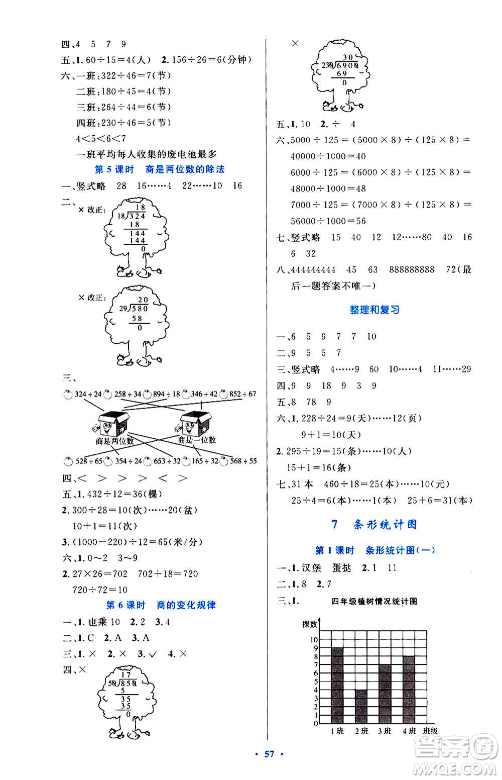 人民教育出版社2020小學(xué)同步測控優(yōu)化設(shè)計(jì)數(shù)學(xué)四年級上冊增強(qiáng)版答案