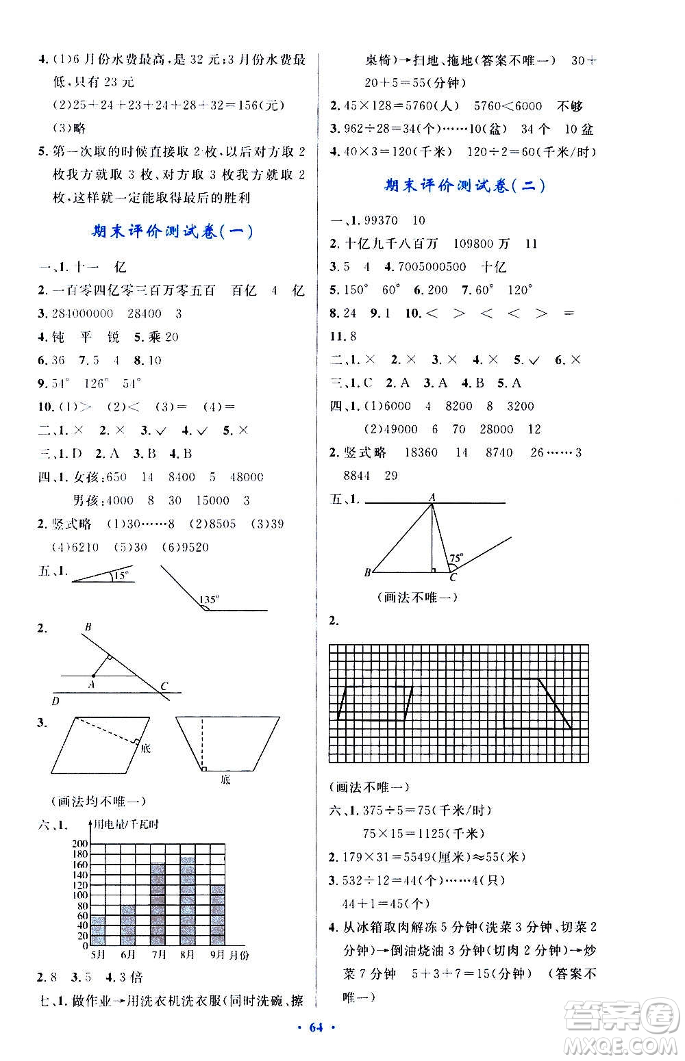 人民教育出版社2020小學(xué)同步測控優(yōu)化設(shè)計(jì)數(shù)學(xué)四年級上冊增強(qiáng)版答案