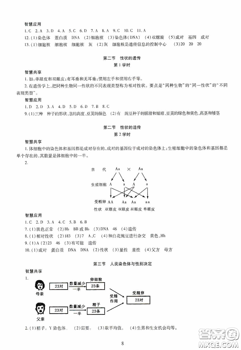 明天出版社2020智慧學(xué)習(xí)八年級生物學(xué)全一冊人教版答案