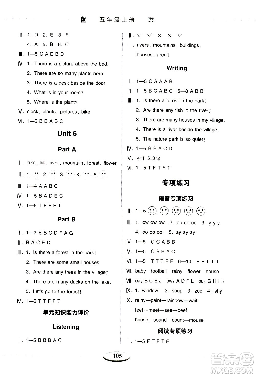 青島出版社2020年智慧學(xué)習(xí)英語五年級(jí)上冊(cè)人教版答案