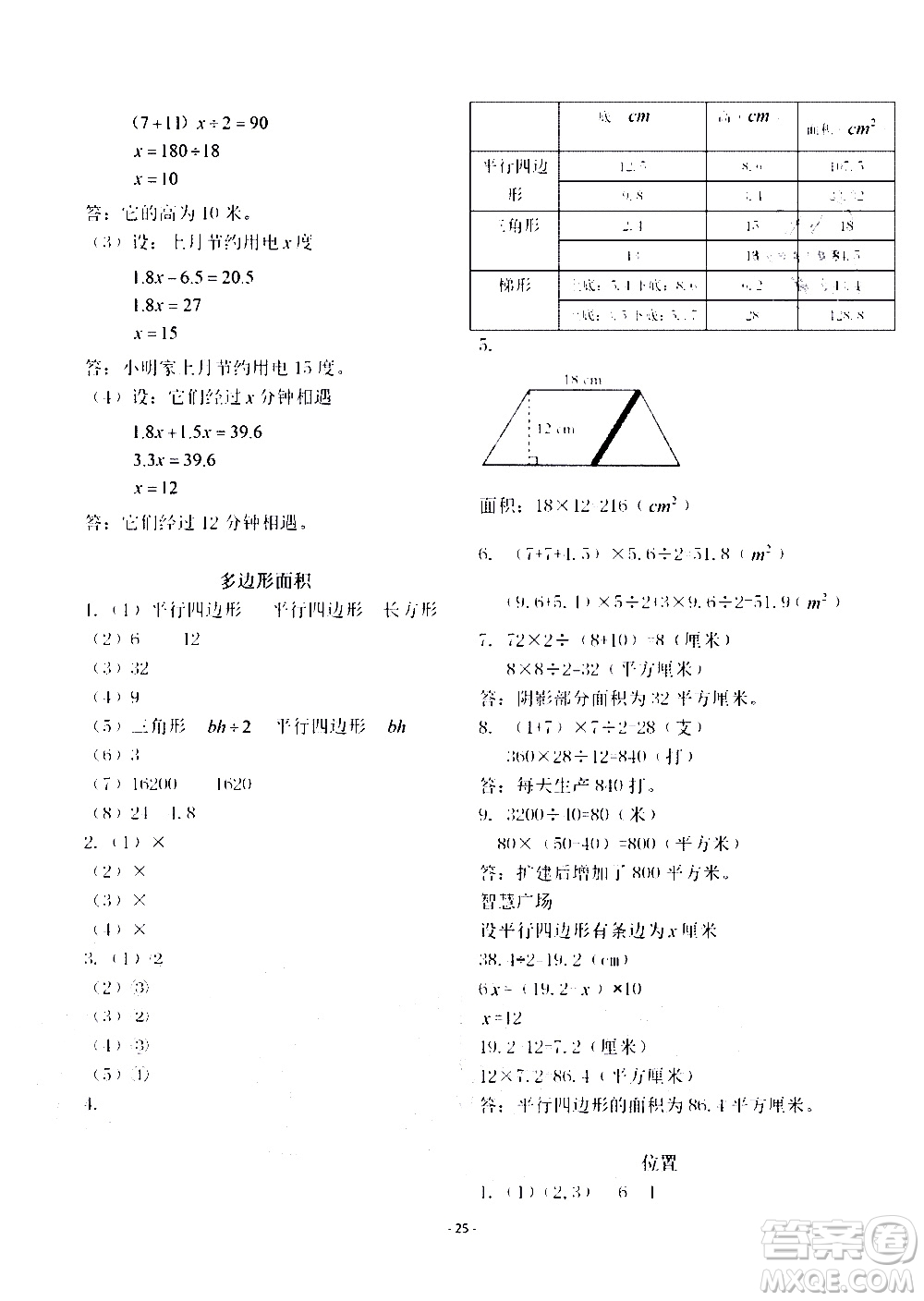 明天出版社2020年智慧學(xué)習(xí)數(shù)學(xué)五年級上冊人教版答案