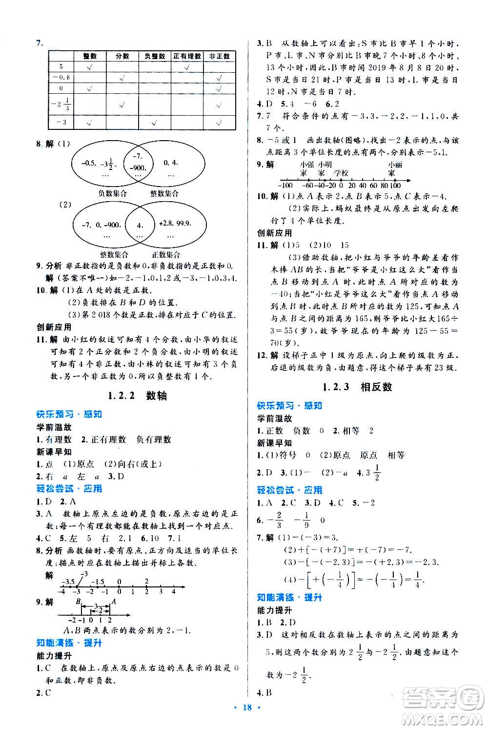 人民教育出版社2020初中同步測控優(yōu)化設(shè)計數(shù)學(xué)七年級上冊人教版答案