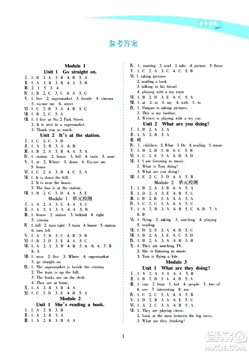 海南出版社2020年新課程學(xué)習(xí)指導(dǎo)英語(yǔ)四年級(jí)上冊(cè)人教版答案