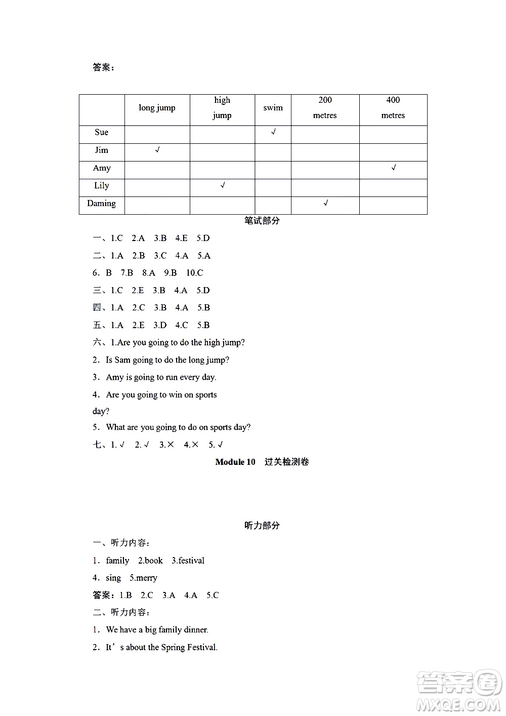 海南出版社2020年新課程學習指導測試卷英語四年級上冊外研版答案