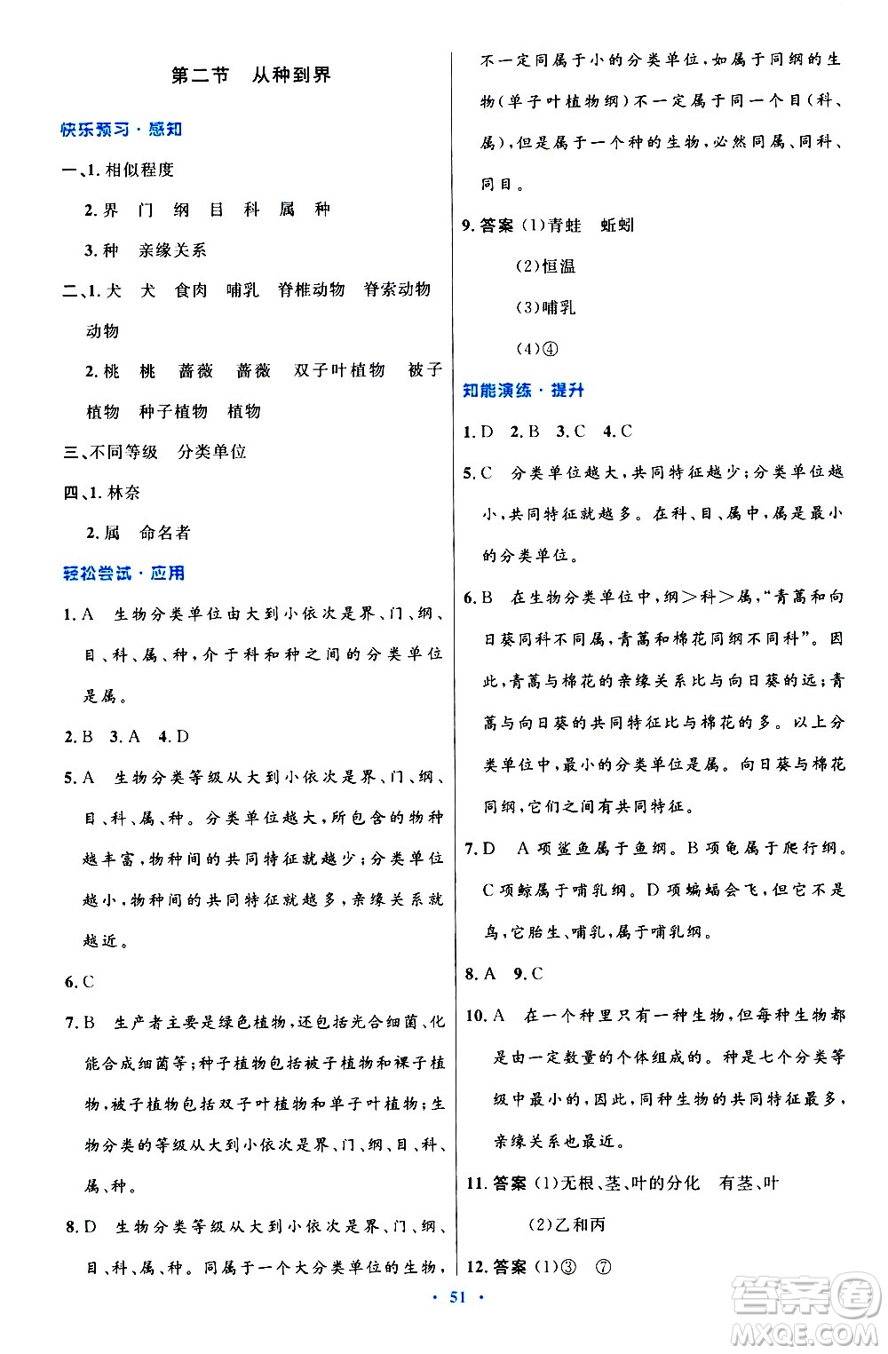 人民教育出版社2020初中同步測控優(yōu)化設(shè)計生物八年級上冊人教版答案