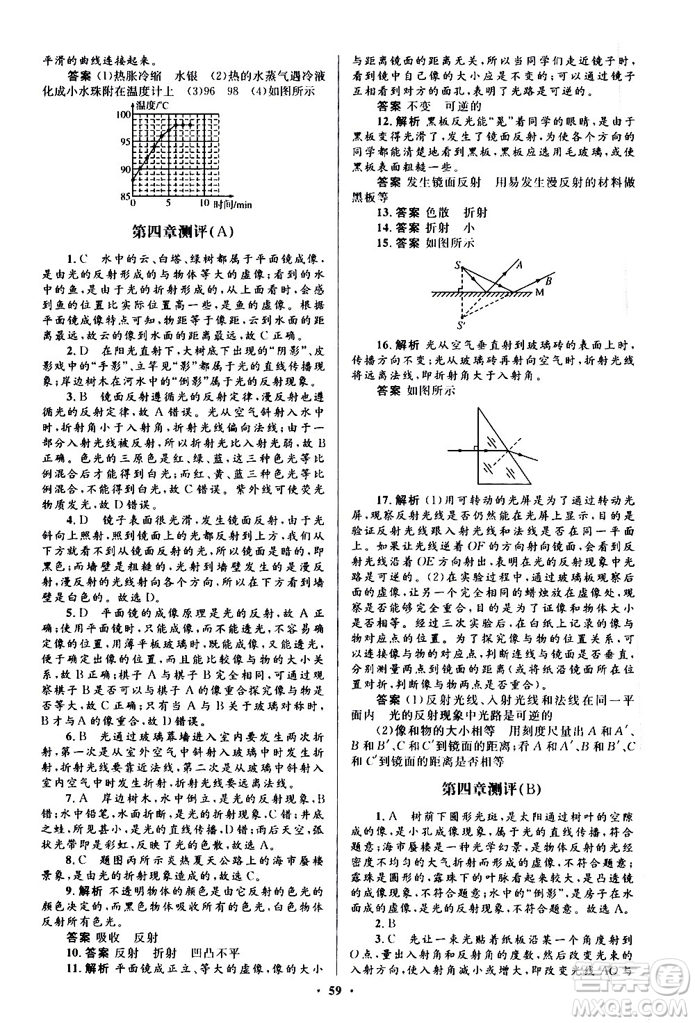 人民教育出版社2020初中同步測控優(yōu)化設(shè)計物理八年級上冊人教版答案