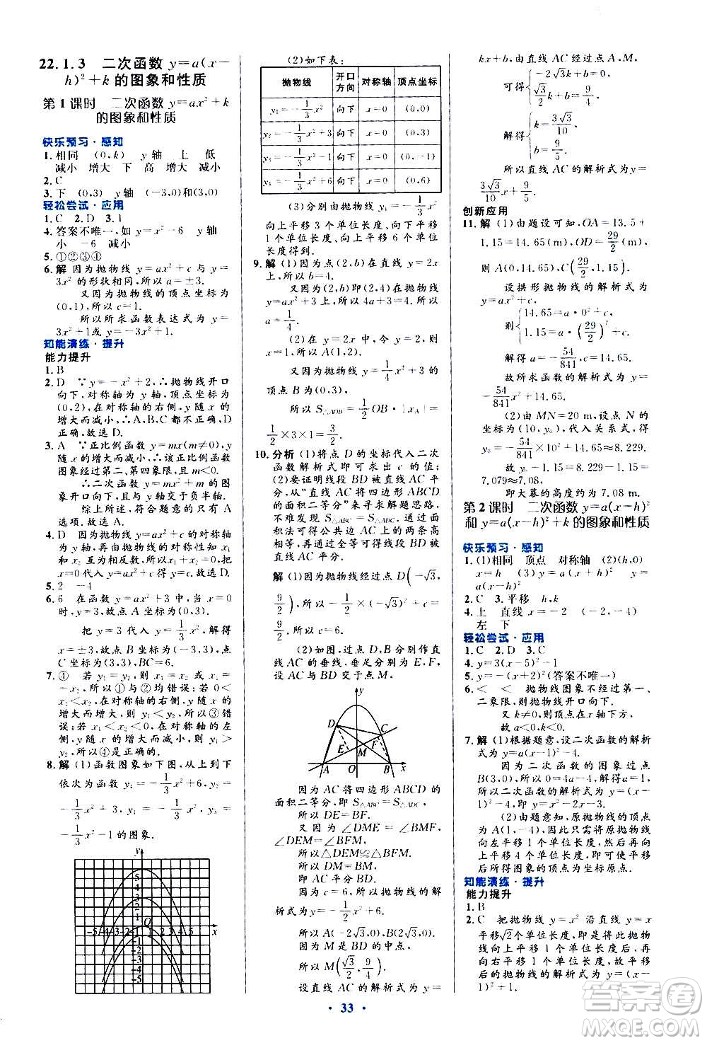 人民教育出版社2020初中同步測控優(yōu)化設(shè)計(jì)數(shù)學(xué)九年級全一冊人教版答案