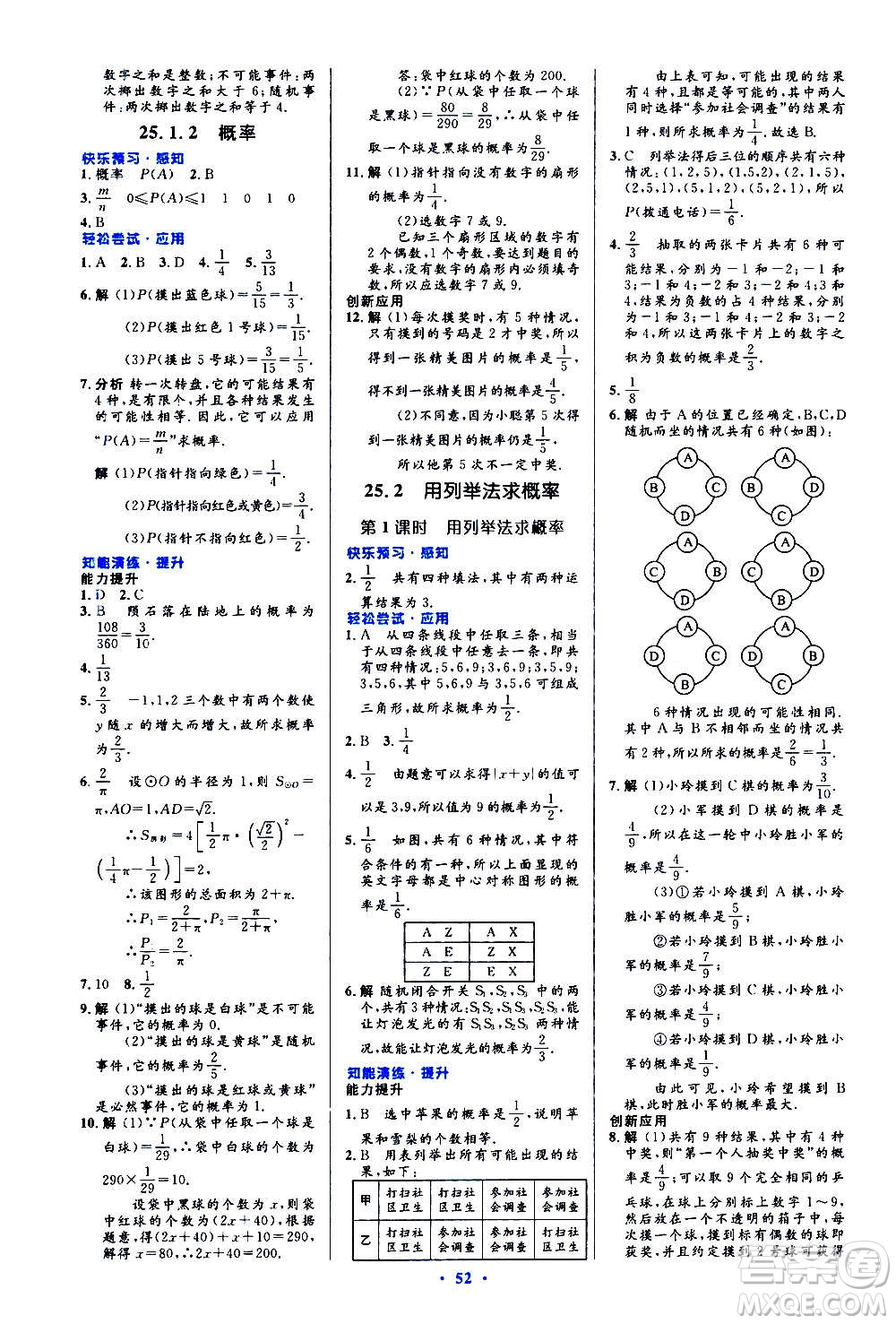 人民教育出版社2020初中同步測控優(yōu)化設(shè)計(jì)數(shù)學(xué)九年級全一冊人教版答案