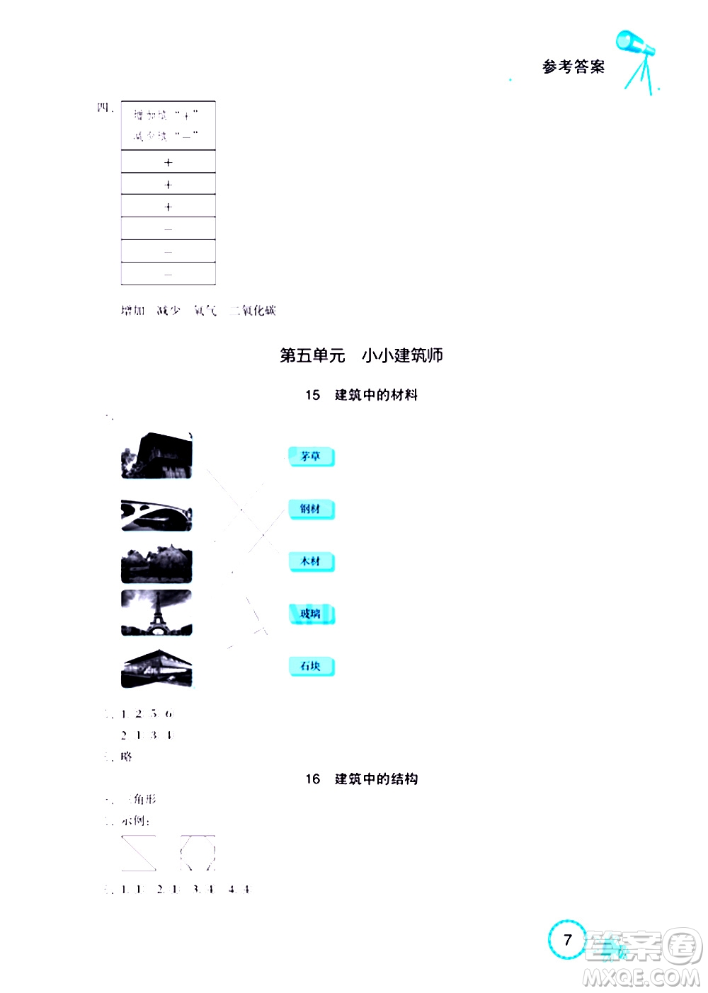 湖北教育出版社2020年長江作業(yè)本課堂作業(yè)科學(xué)三年級上冊鄂教版答案