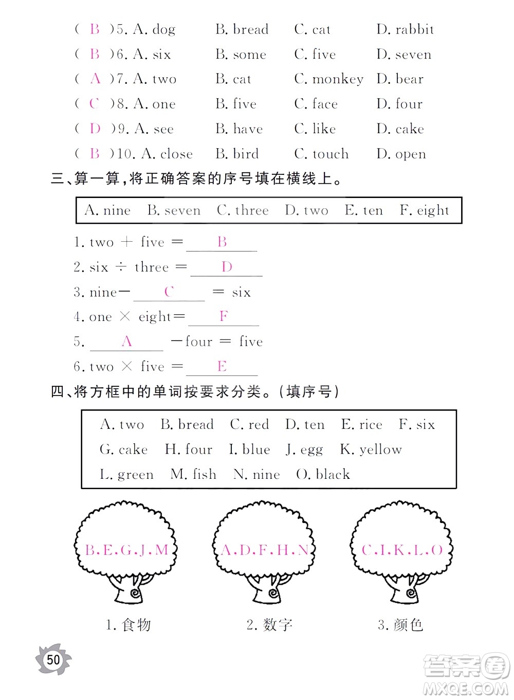 江西教育出版社2020年芝麻開(kāi)花課堂作業(yè)本英語(yǔ)三年級(jí)上冊(cè)PEP人教版答案