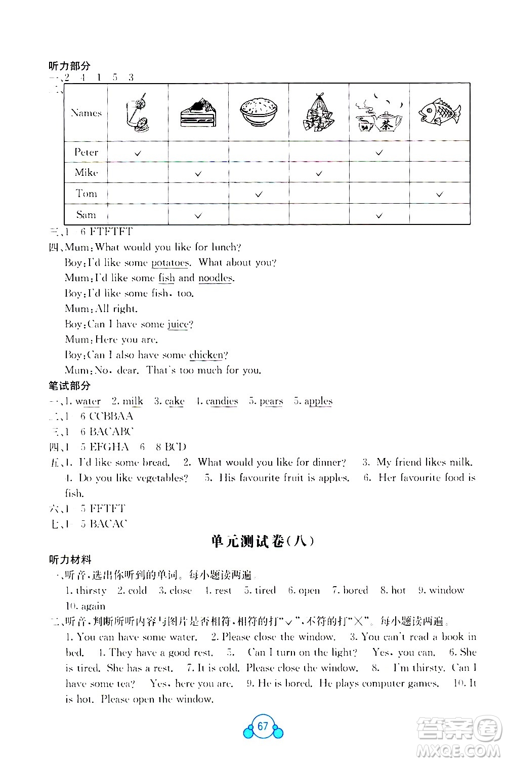 2020年自主學習能力測評單元測試英語五年級上冊C版答案