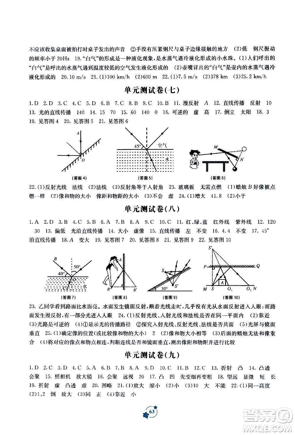 廣西教育出版社2020年自主學(xué)習(xí)能力測評單元測試物理八年級上冊A版答案