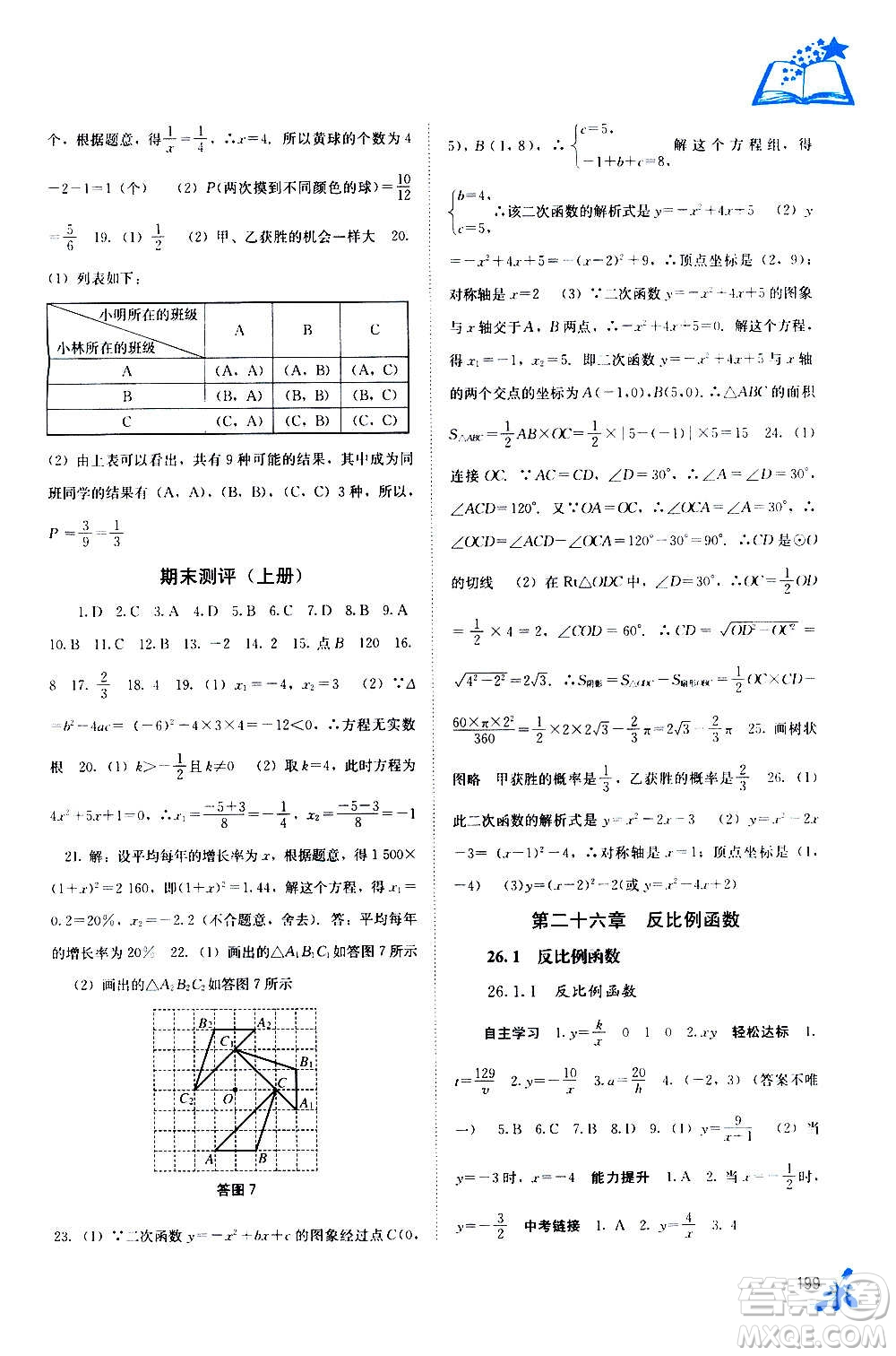 廣西教育出版社2020年自主學(xué)習(xí)能力測評數(shù)學(xué)九年級全一冊人教版答案