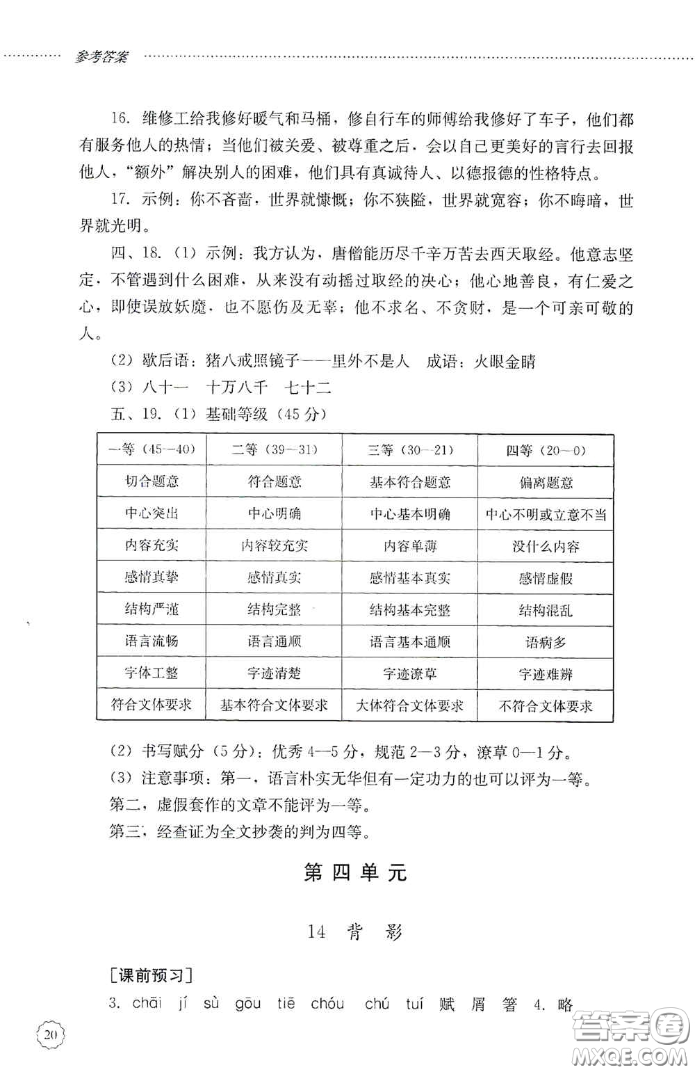 山東文藝出版社2020初中課堂同步訓(xùn)練八年級語文上冊人教版答案