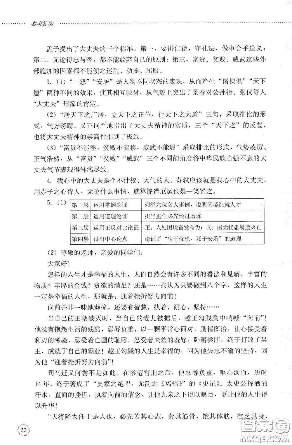 山東文藝出版社2020初中課堂同步訓(xùn)練八年級語文上冊人教版答案