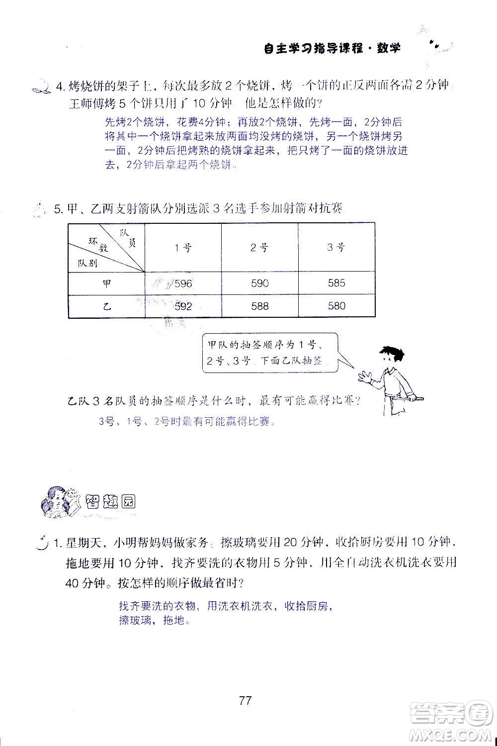 山東教育出版社2020年自主學習指導課程數(shù)學四年級上冊人教版答案