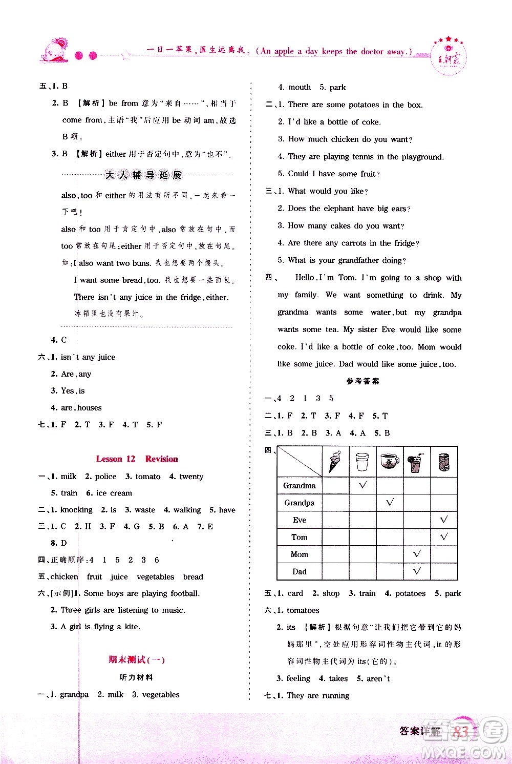 2020秋王朝霞創(chuàng)維新課堂同步優(yōu)化訓(xùn)練英語五年級上冊KP科普版答案