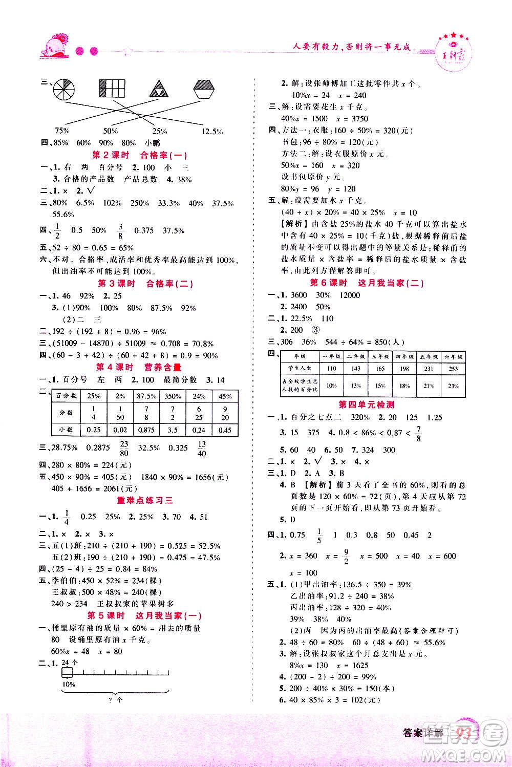 2020秋王朝霞創(chuàng)維新課堂同步優(yōu)化訓(xùn)練數(shù)學(xué)六年級上冊BS北師大版答案