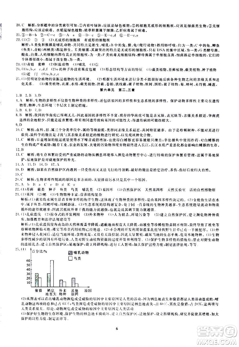 武漢出版社2020年黃岡密卷生物八年級(jí)上冊(cè)RJ人教版答案