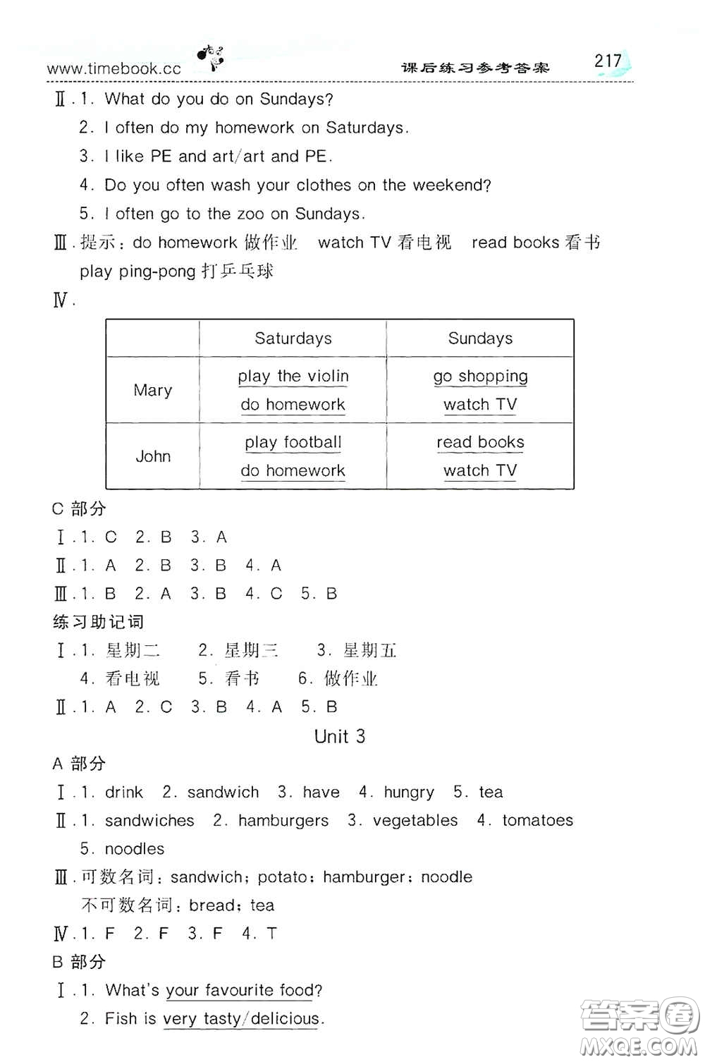 河北教育出版社2020小學(xué)創(chuàng)新一點(diǎn)通五年級(jí)英語(yǔ)上冊(cè)人教版答案