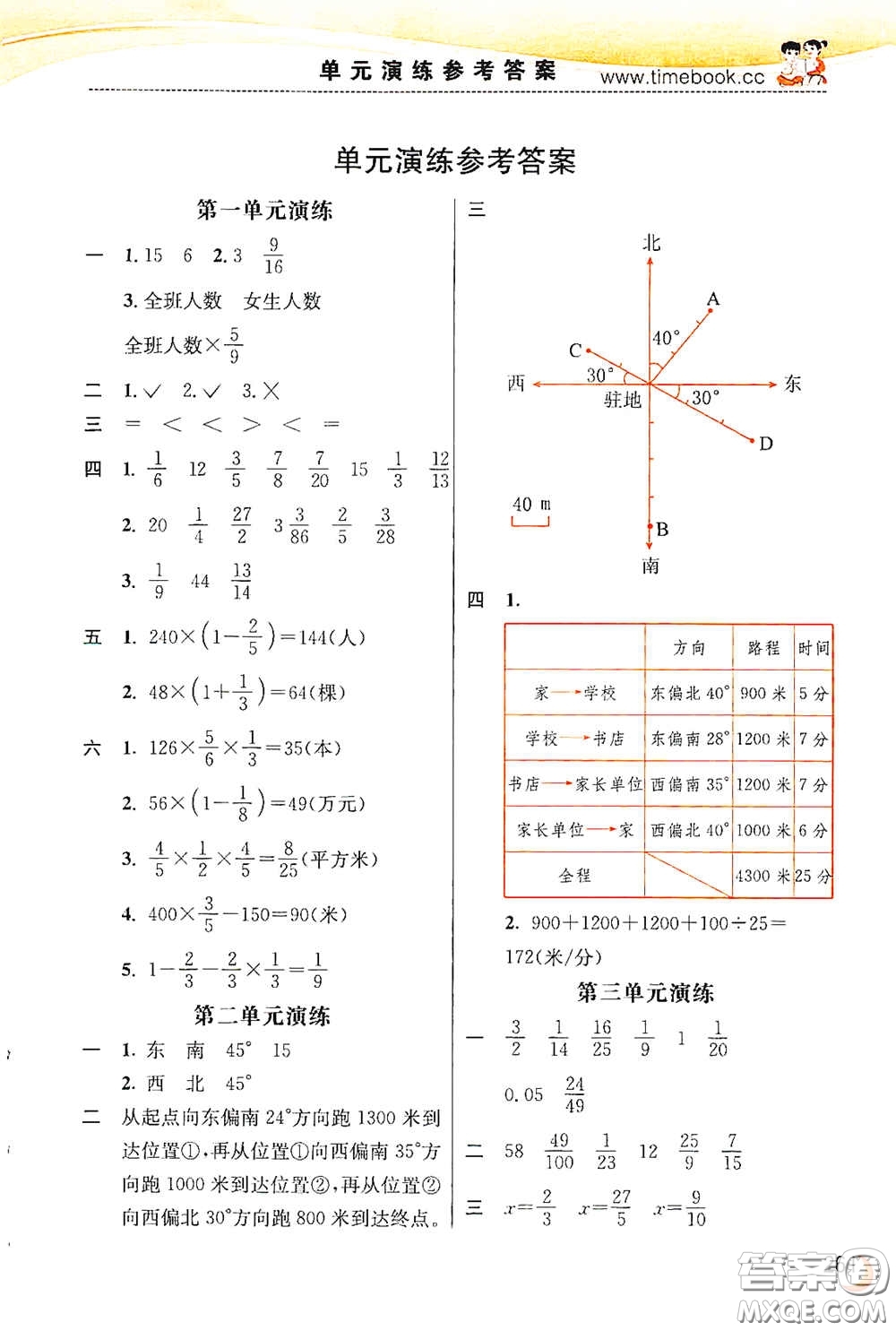 河北教育出版社2020小學(xué)創(chuàng)新一點(diǎn)通六年級(jí)數(shù)學(xué)上冊(cè)人教版答案