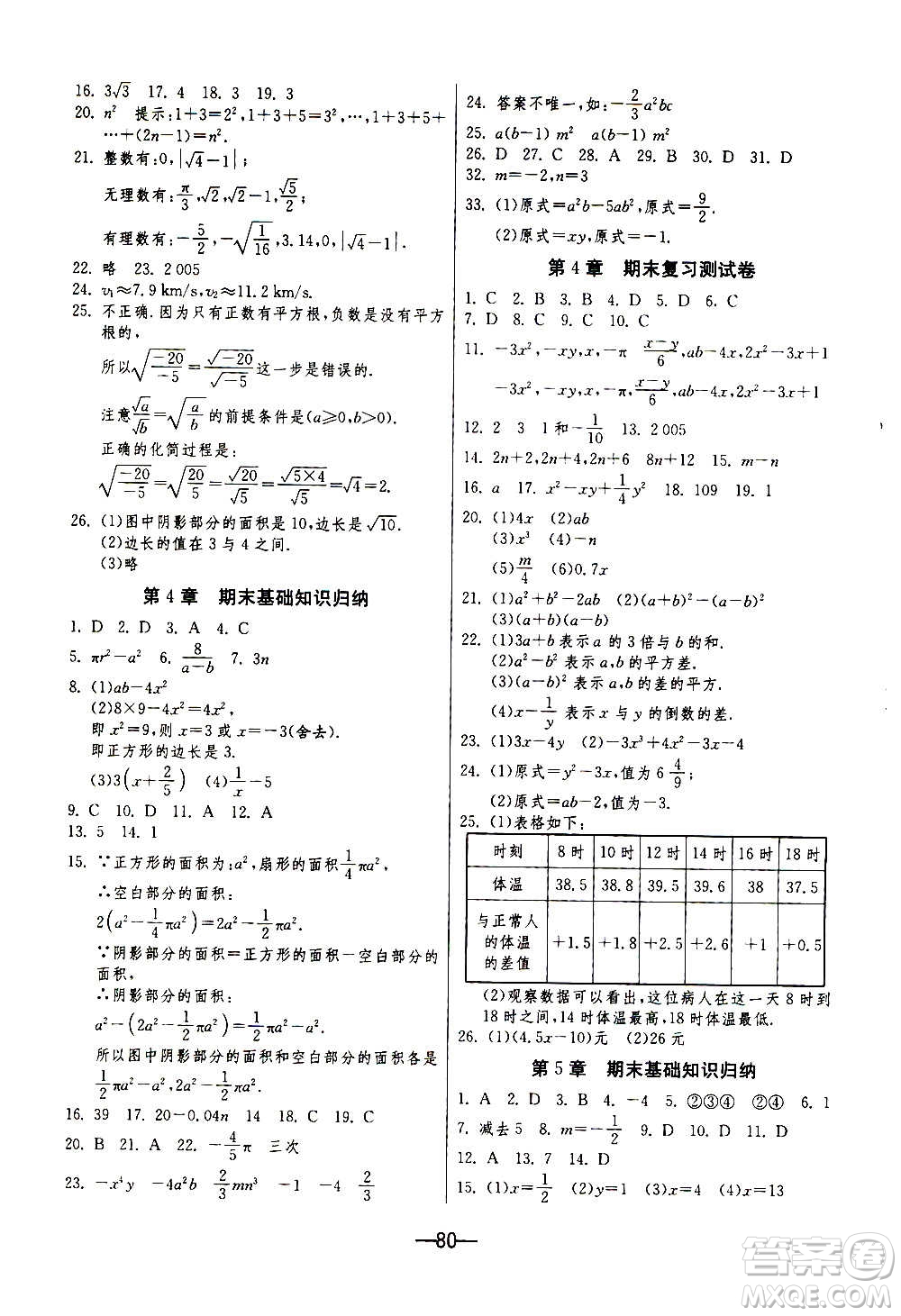 江蘇人民出版社2020年期末闖關(guān)沖刺100分?jǐn)?shù)學(xué)七年級(jí)上冊(cè)ZJJY浙江教育版答案