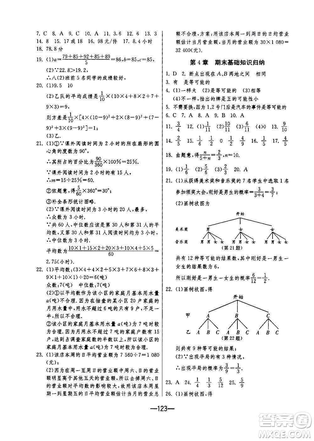 江蘇人民出版社2020年期末闖關(guān)沖刺100分?jǐn)?shù)學(xué)九年級全一冊江蘇版答案