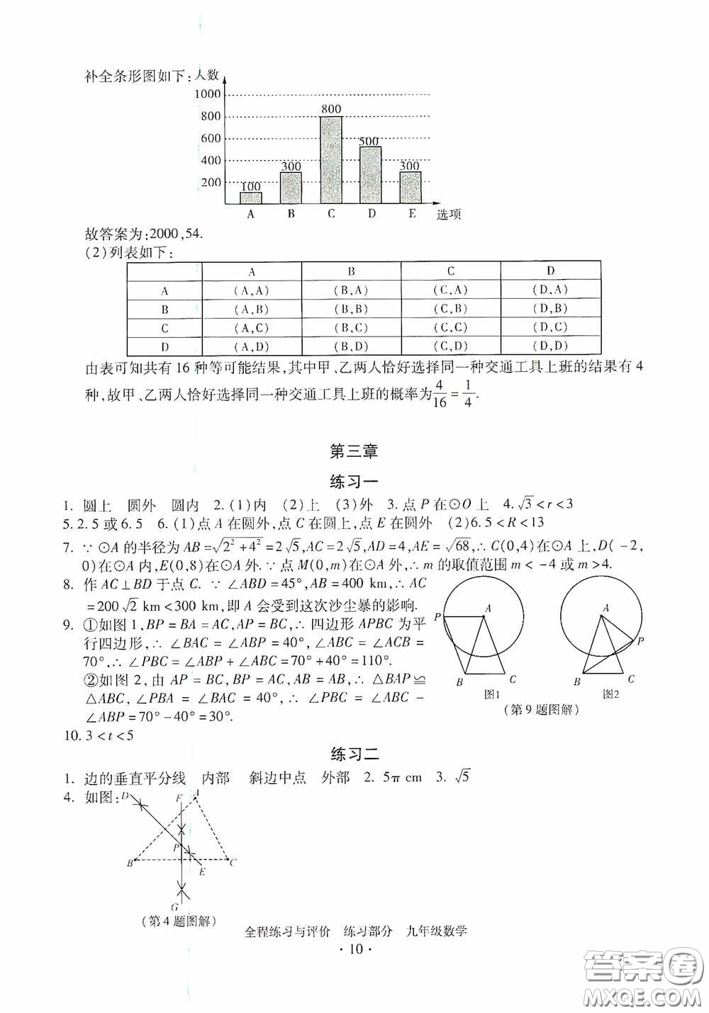 浙江人民出版社2020全程練習與評價九年級數(shù)學全一冊ZH版答案