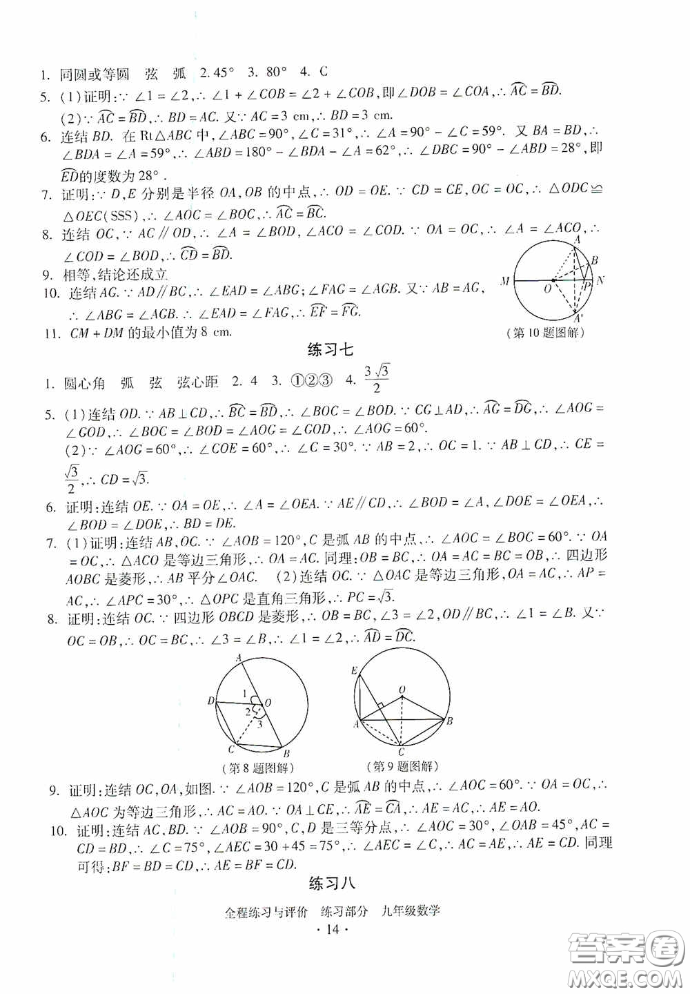 浙江人民出版社2020全程練習與評價九年級數(shù)學全一冊ZH版答案