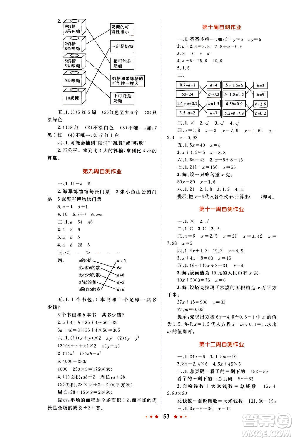 知識出版社2020小學(xué)同步測控全優(yōu)設(shè)計超人天天練數(shù)學(xué)五年級上冊RJ人教版答案