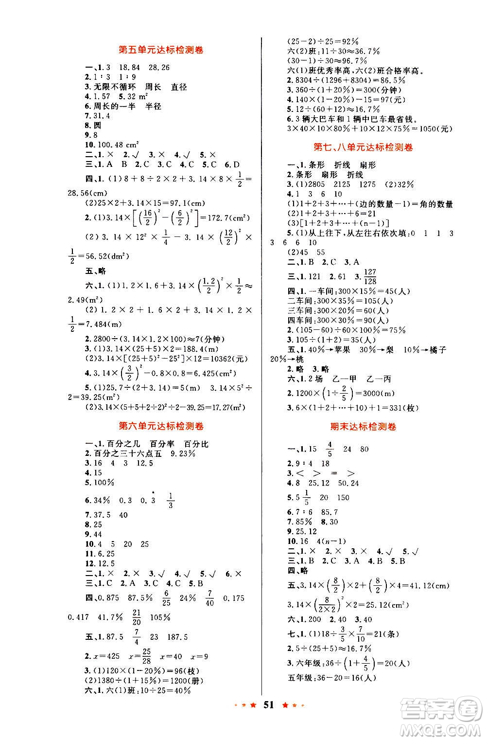 知識(shí)出版社2020小學(xué)同步測控全優(yōu)設(shè)計(jì)超人天天練數(shù)學(xué)六年級上冊RJ人教版答案