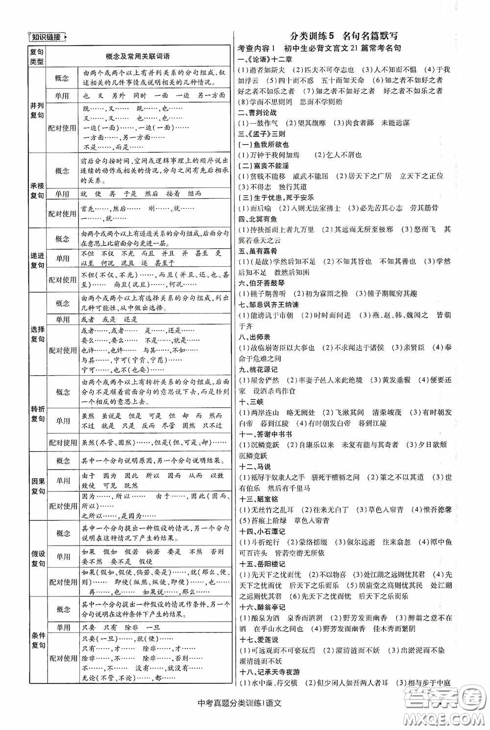 新疆青少年出版社金考卷特快專遞2021版中考真題分類訓練語文答案