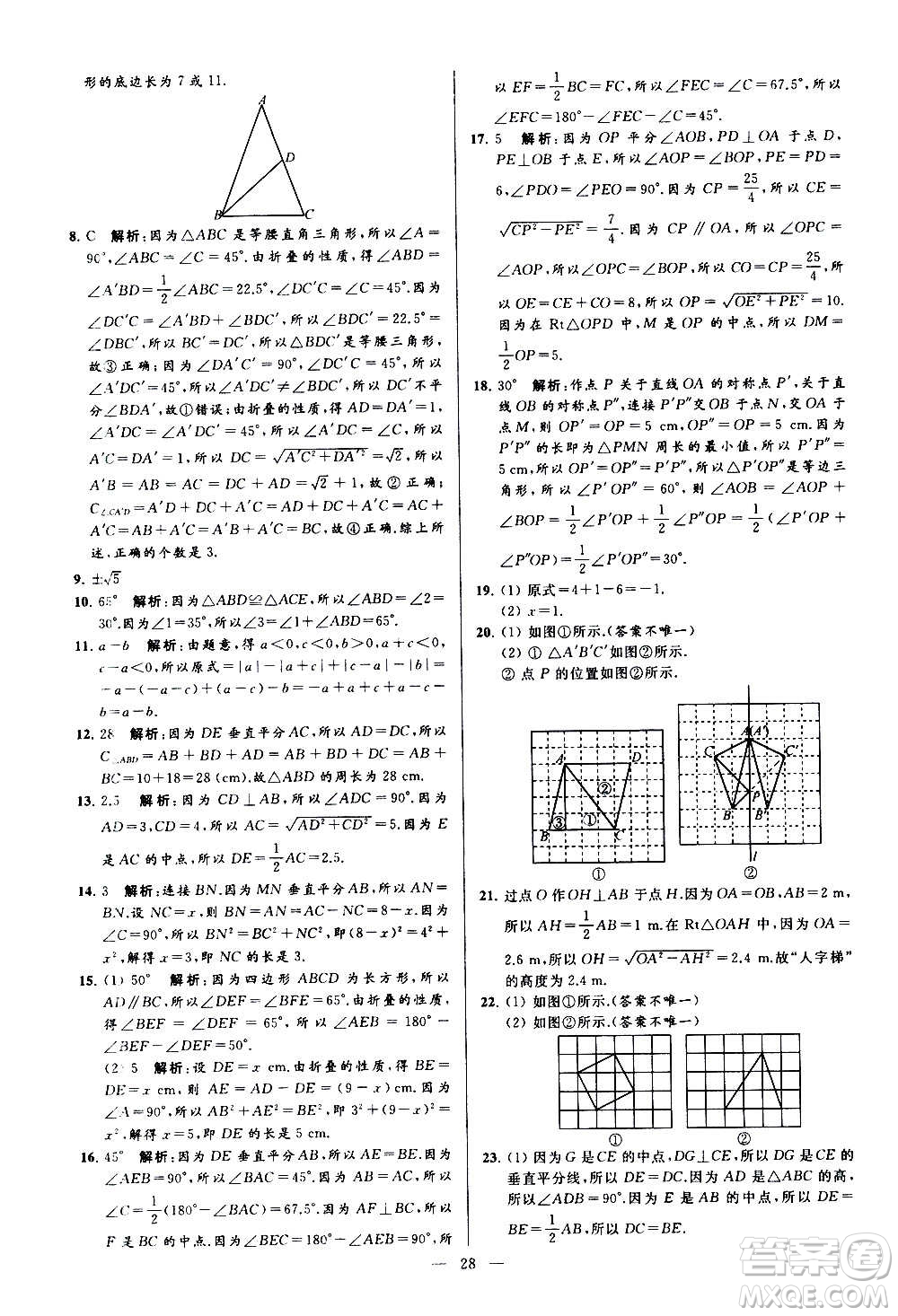 新世紀(jì)出版社2020秋季亮點(diǎn)給力大試卷數(shù)學(xué)八年級(jí)上冊(cè)蘇教版答案