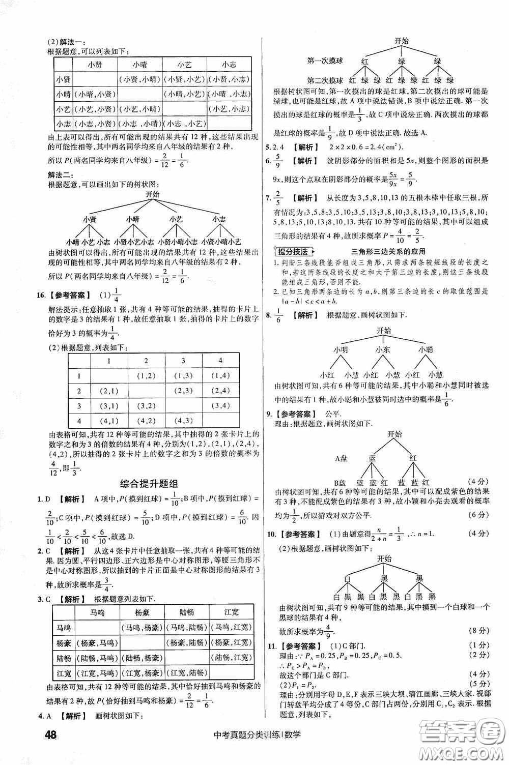 新疆青少年出版社金考卷特快專遞2021版中考真題分類訓練數(shù)學答案