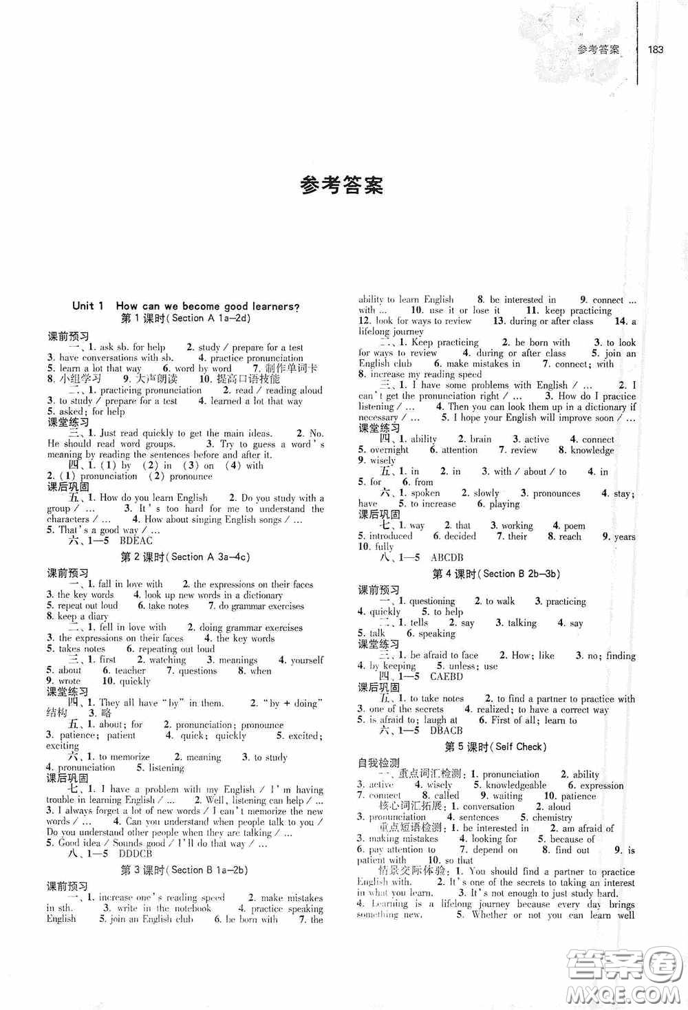 大象出版社2020初中同步練習(xí)冊九年級英語全一冊人教版答案