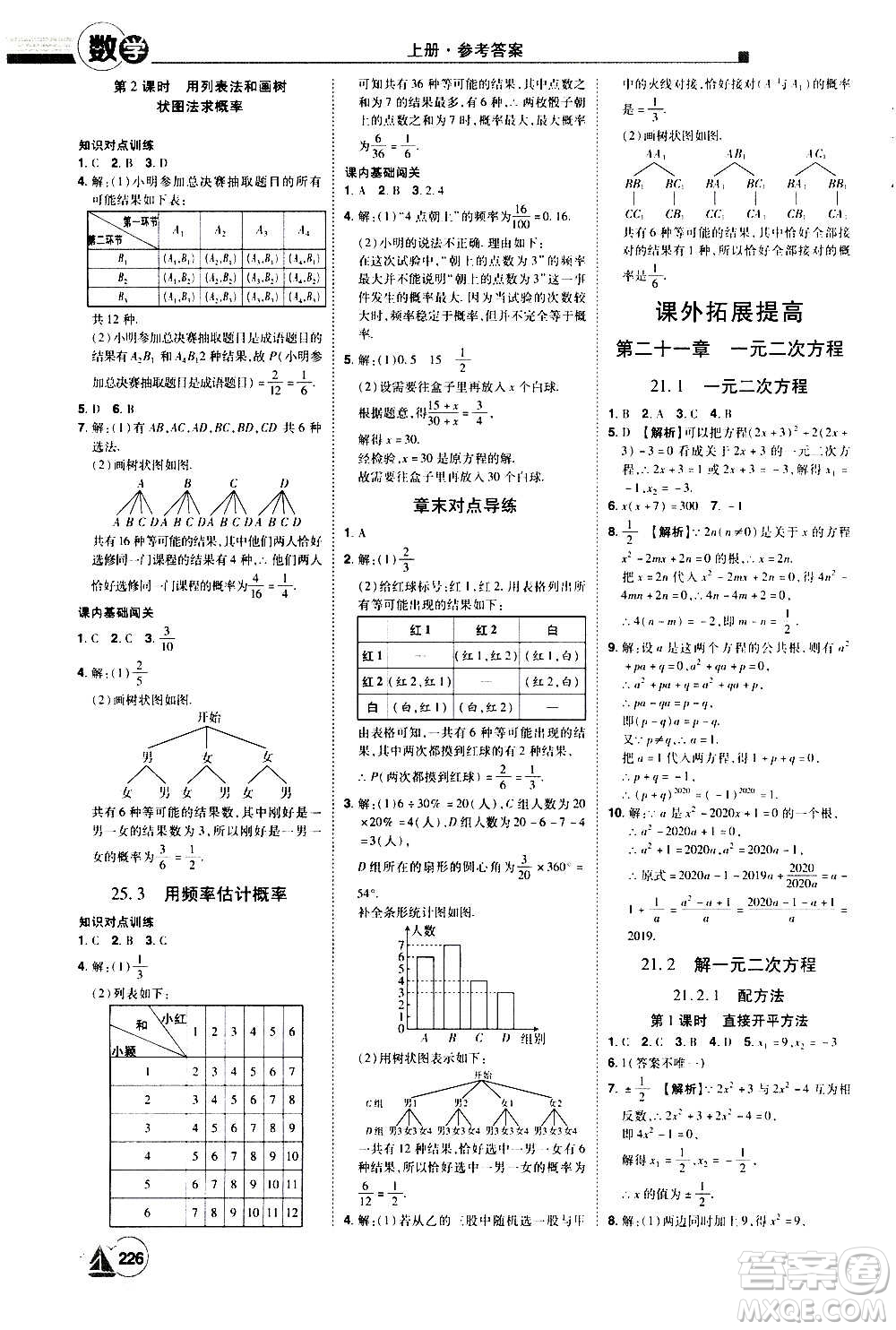 江西美術(shù)出版社2020學(xué)海風(fēng)暴數(shù)學(xué)九年級(jí)上冊(cè)RJ人教版答案