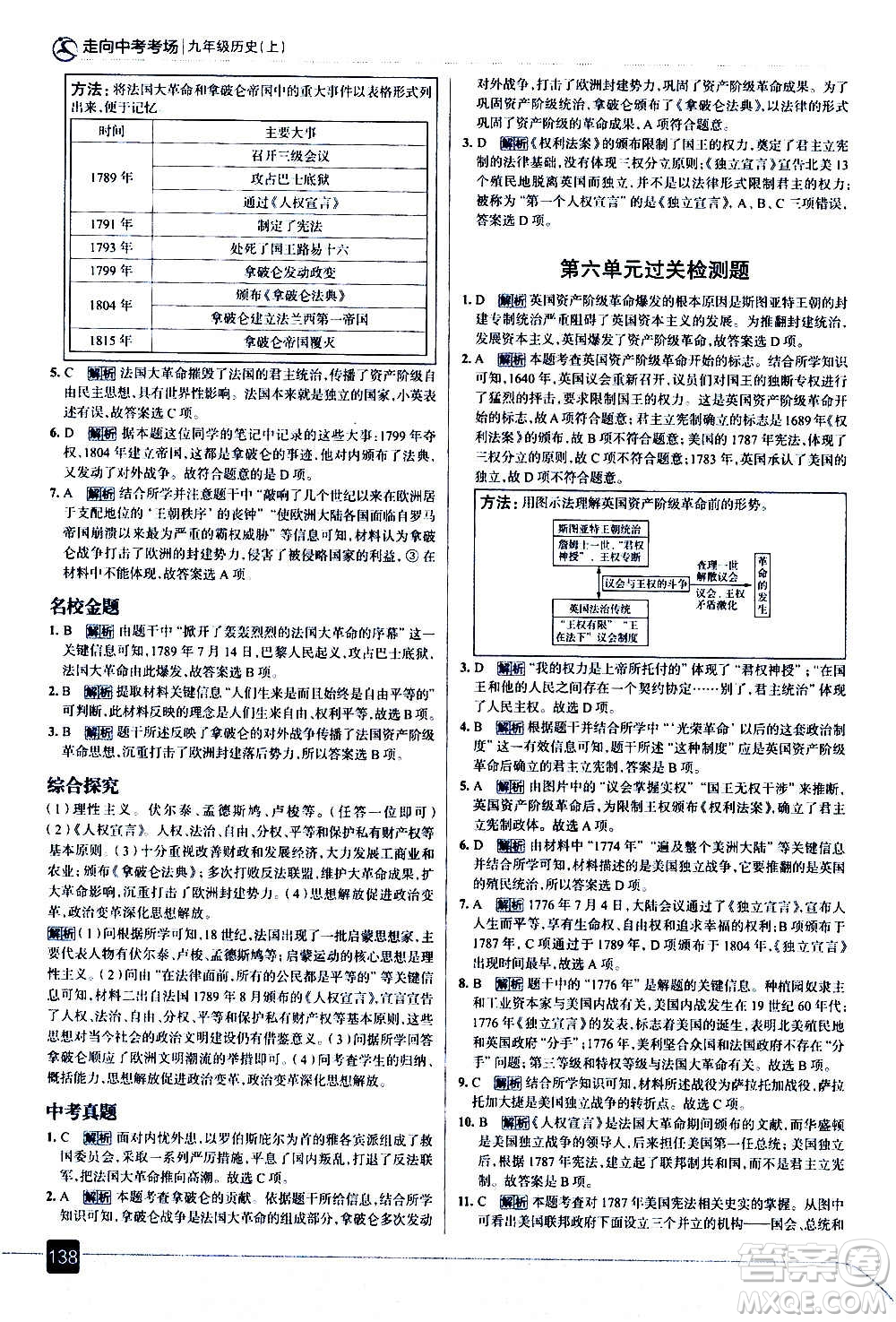 現(xiàn)代教育出版社2020走向中考考場九年級歷史上冊部編版答案