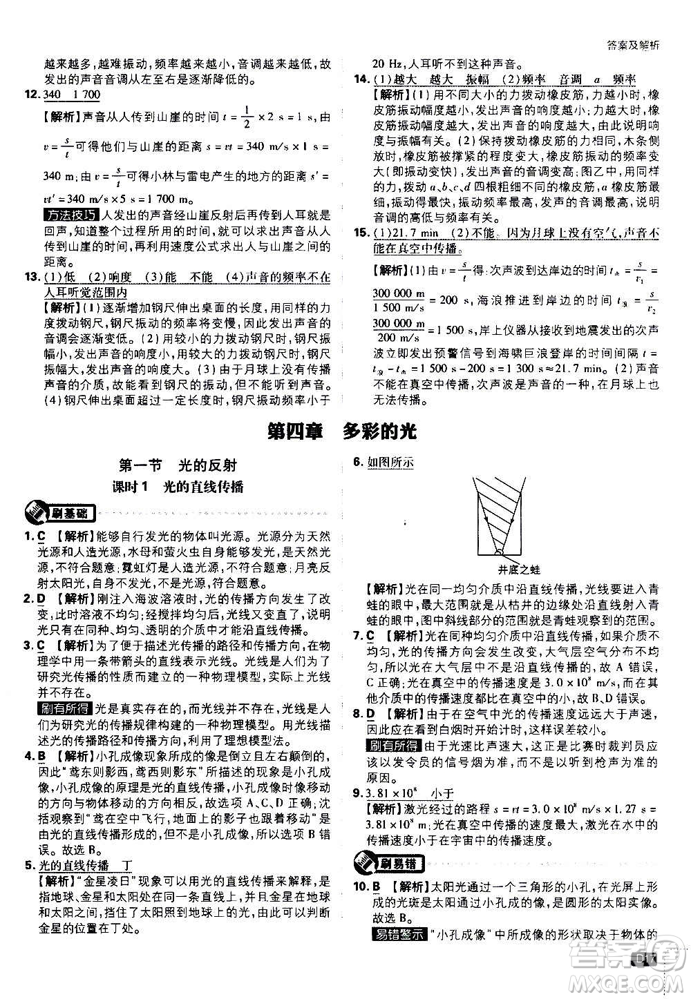 ?開明出版社2021版初中必刷題物理八年級(jí)上冊(cè)HK滬科版答案